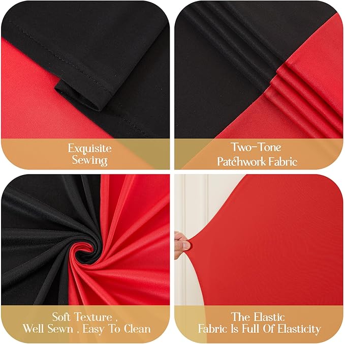 Black and Red Arch Backdrop Cover 7.2FT 6.6FT 6FT Arch Covers Stretchy Backdrop Set of 3, Wedding Arch Cover Spandex Fitted Double-Color Fabric Arch Covers for Party Baby Shower Birthday Decoration