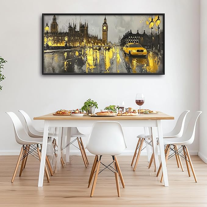 London City Large Wall Art Framed Wall Decor for Living Room, Big Ben Pictures Oversized Canvas Print Painting Modern Extra Large Framed Artwork for Bedroom Office Home Decor 60"x30"