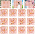 FUHSY Pink Flower Wall Backdrop 3D Rose Flower Wall Panel 12 Packs 15 x 15 Inch Artificial Flower Wedding Backdrop for Photo Floral Background for Bridal Shower Birthday Party Stage Room Decor