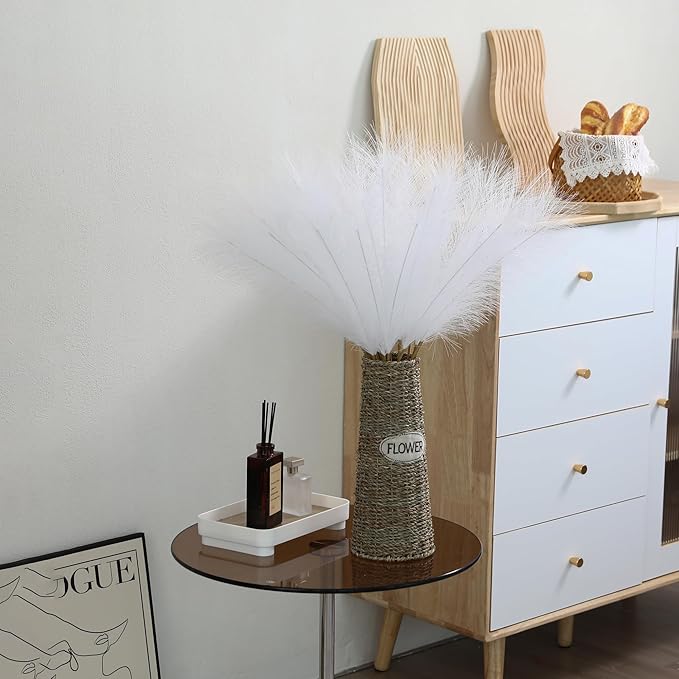 30pcs White Pampas Grass - 24 Inch Faux Pampas Grass Decor, Artificial Tall Pampas Grass for Wedding Flower Arrangement, Party Decorations, Christmas and Home Decor (White)
