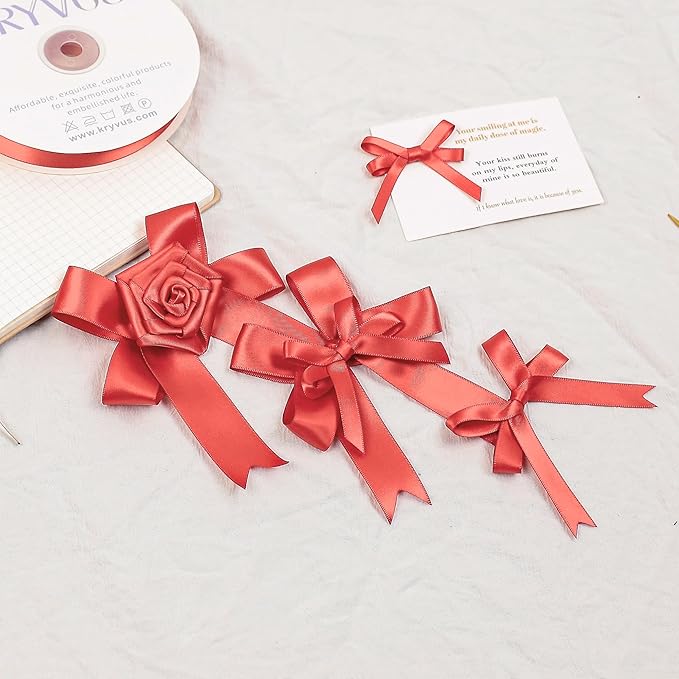 Coral Satin Ribbon, Double Faced 5/8 Inch X 25 Yards Coral Ribbon, for Gift Wrapping, Crafts, Hair Bow Making, Sewing, Flower Bouquet, Wedding Party Decor
