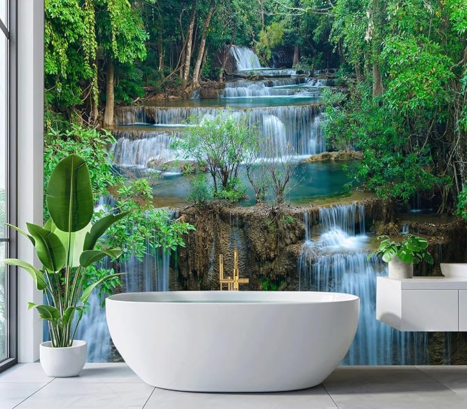 Cliouar-Kanchanaburi Waterfall Mural Wallpaper Peel and Stick 160" x 114"