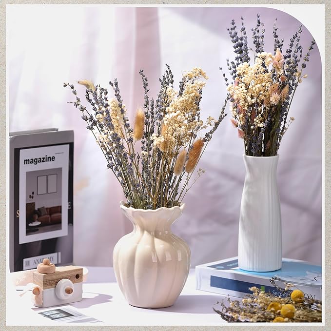 6 Pack Boho Dried Flowers Bouquet Large Size 15-17 Inch Wedding Handmade Dry Flowers Bundles for Vase Craft DIY Photo Boutonniere for Floral Plant for Bridesmaid Gift Birthday Decor(Lavender)