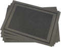 Gugrida Placemats Set of 6 Plaid Checkered Black & Gold PVC Placemat for Dining Table Durable Woven Vinyl Stain tablemats 18"X12"