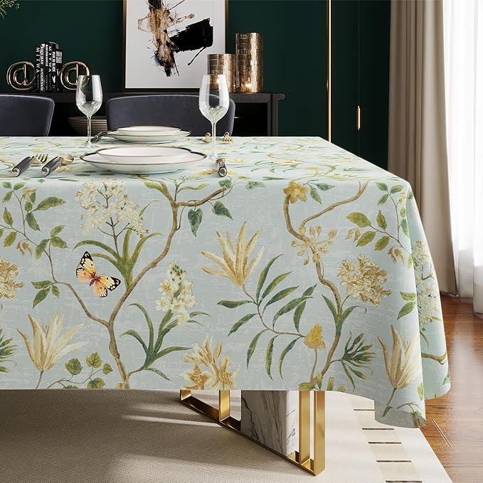 Rectangle Table Cloth,100% Waterproof Tablecloth Oil Proof Spill Proof Vinyl Table Cloth, Wipe Clean Plastic Table Cover for Dining, Camping, Indoor and Outdoor 52" x 70",Leaves