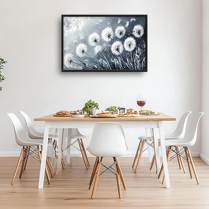 Rustic Dandelion Large Wall Art Framed Wall Decor for Living Room Farmhouse Floral Pictures Oversized Canvas Print Painting Modern Extra Large Framed Artwork for Bedroom Office 36"x24"