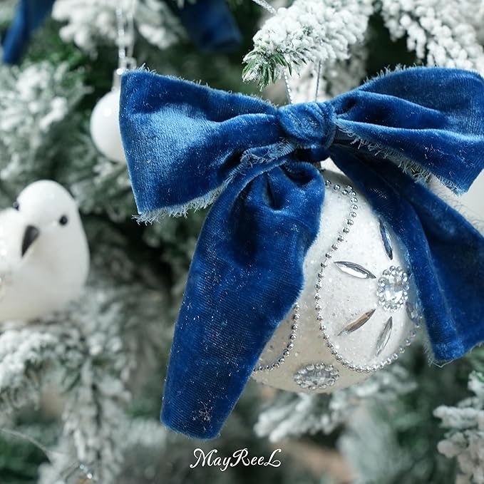 MAYREEL 2 Inch Blue Velvet Ribbon Hand Torn Navy Blue Silk Frayed Edge for Bridal Bouquets Invitations Wedding Vow Books Gift Baskets Hair Bows 3 Yards