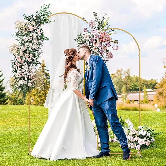 Wedding Arch Backdrop Stand,6.6FT,6FT Wedding Arch Frame for Party Gold Metal Arch Stand Set of 2 for Wedding Ceremony Baby Shower Graduation Decoration