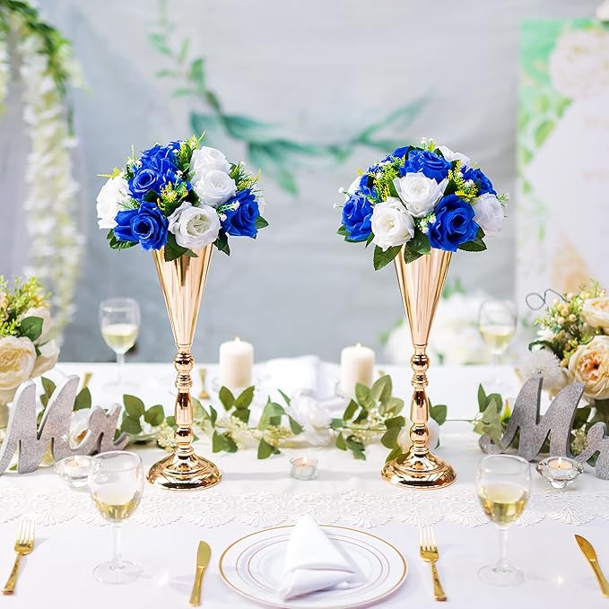 Flower Centerpieces for Wedding Tables: Wedding Table Decorations Royal Blue White Flower Balls Centerpieces for Engagement Cerebration Party Center Pieces 2 Packs