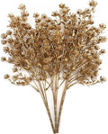 Christmas Artificial Flowers, Golden Baby Breath Gypsophila Plastic Plant Fake Plants for Wedding Bridal Bouquet Party Indoor DIY Home Office Table Centerpieces Arrangements Decoration - Gold 3 Pack