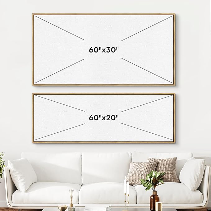 SIGNFORD Large Framed Canvas Print Wall Art Abstract Mountain Contours Sunset Landscape Illustrations Modern Art Relax/Calm Warm for Living Room, Bedroom, Office - 60"x20"