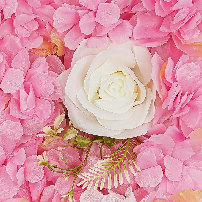 12Pcs Artificial Flower Wall Panel 3D Floral Backdrop Walls15 X 15" Flower Wall Decor Panel Flower Backdrop for Party Home Background Decor, Pink