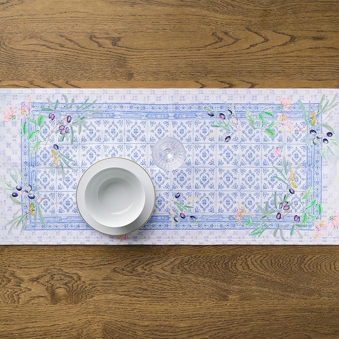 Maison d' Hermine Tablerunners 100% Combed Cotton Premium Table Runner Decorative Table Cover, Home, Kitchen, Parties & Camping, Luberon, Double Layer - (14.50"x72")