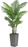 Artificial Palm Tree 5FT - Fake Tree with Gray Tall Planter - Faux Tropical Areca Floor Plant in Pot - Artificial Silk Plant for Home Office Living Room Decor Indoor