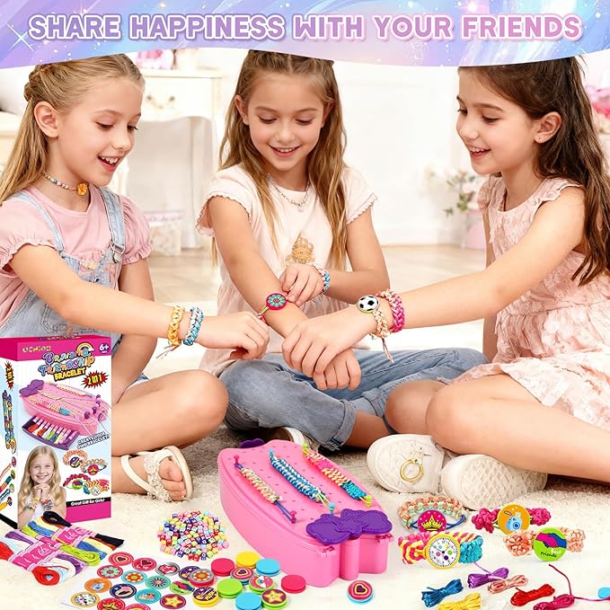 OCHIDO 2 in 1 Friendship Bracelet Kit, Bracelet Making Kit for Girls, Arts and Crafts for Kids Ages 8-12, DIY String Bracelet Maker, Birthday Christmas Gift for Girl 6 7 9 10 11 12+ Year Old