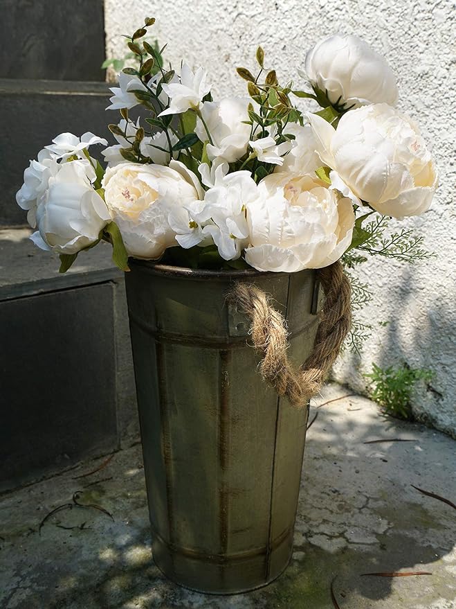 FiveSeasonStuff Vintage Artificial Peonies Silk Peony Flowers and Hydrangeas for Wedding Bridal Home Décor – Beautiful Floral Centerpiece Arrangement Decoration with 2 Bouquets (Chestnut Beige)