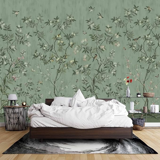 Floral Forest Wall Murals Peel and Stick Forest murals Removable Waterproof Large Wallpaper for Living Room Bedroom (Color-12, 79×55 inch)