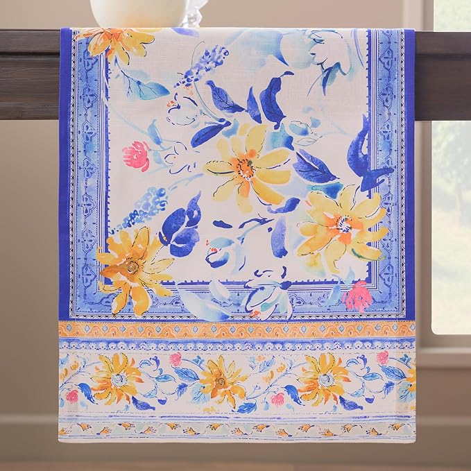 Maison d'Hermine Table Runner 100% Cotton Single Layer Table Runners 72 inches Long Decorative for Home Kitchen Dining Party Baby Shower Wedding Bridal Shower Spring Summer (Girassol, 14.50" x 72")