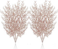 Christmas Glitter Twig 24pcs Artificial Pine Tree Picks for Christmas Tree Ornaments fillers, DIY Xmas Wreath, Crafts, Garland, Holiday, Party, Wedding and Home Decoration (Rose Gold)