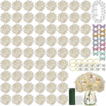 64PCS Artificial Hydrangea Flowers with Stems, Silk Hydrangea Heads with LED Decorative Lights, Crystal Strings & Butterfly Accents for Wedding Centerpieces and Home Decor(64, Champagne)