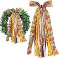 Large Fall Ribbon Bow for Wreath, Orange Maple Leaves Fabric Ribbons Set Assorted Lace Ribbon Fall Clip-On Wreath Sash Ribbons Bundle for Thanksgiving Indoor Outdoor Decor