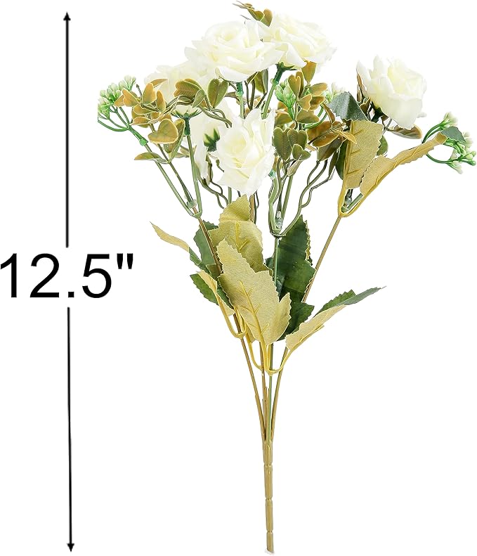 KAOYOO 4 PCS Artificial Rose Bouquet Short Stems for DIY Wedding Decoration Bridal Bouquet Home Decorations(4-PCS)