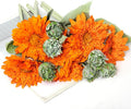 Kimura's Cabin 5Pcs Fake Sunflowers Artificial Silk Flowers Bouquet Long Stems Faux Sunflower Real Touch Chrysanthemum for Wedding Home Garden Birthday Party Indoor Decor(Orange)
