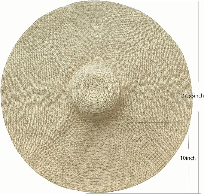 Oversized Beach Straw Hats for Women Extra Large Wide Brim Beach Hat Foldable Roll up Floppy Sun Hat