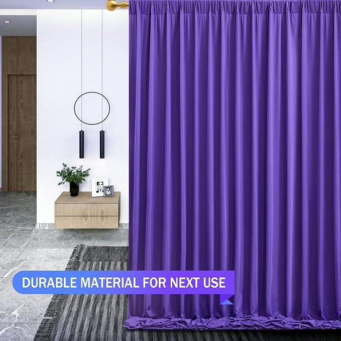 Purple Backdrop Curtains 2 Panels-Wrinkle-Free Purple Curtains Polyester Photography Drapes for Baby Shower Birthday Party Photo Background Backdrop Stand- 8 X10FT