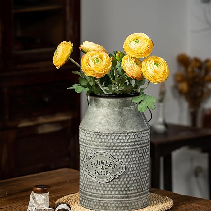 Yellow Ranunculus Artificial Flowerswith Real Touch Stem, Fake Ranunculus Flowers (Yellow, 6pcs)