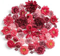 Artificial Flowers Heads Combo Red Flowers Mix Silk Flowers Heads Bulk Faux Rose for Craft Garland Graduation Cap Wedding Bridal Baby Shower Home Party Decoration DIY Cake Decor