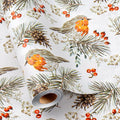 MAYPLUSS Christmas Wrapping Paper Roll - 17 In x 33 Feet - Cute Watercolor Bird Pinecone Gift Wrap Paper for New Year, Holiday, Kids