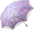 LCY Embroidered Lace Double-deck Anti-UV Parasol Sun/Rain/Snow Folding Umbrella