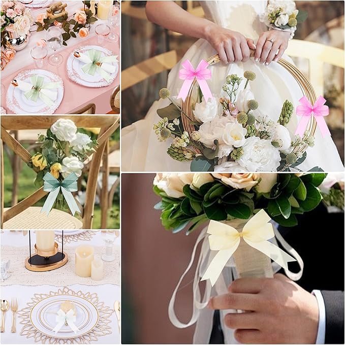 3/4 Inch x 50 Yards Sheer Organza Ribbon Chiffon Ribbon for Gift Wedding Flower Bouquet Wrapping Decorations Crafts (Sage Green)