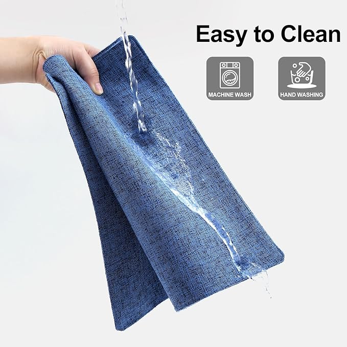 Homaxy Cloths Placemats for Dining Table Set of 8, Heat Resistant Washable Cotton Linen Blend Table Mats, Easy to Clean Place Mats for Indoor Outdoor Party Kitchen Decoration, 13" x 19", Blue