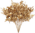 Fake Plants Golden Bouquet Christmas Ornaments, PASYOU Artificial Flowers Plastic Shrubs Grass Leaves Indoor Outdoor Home Garden Party Hotel Wedding Event Decorations Faux DIY Table Decor, Gold 4 Pack