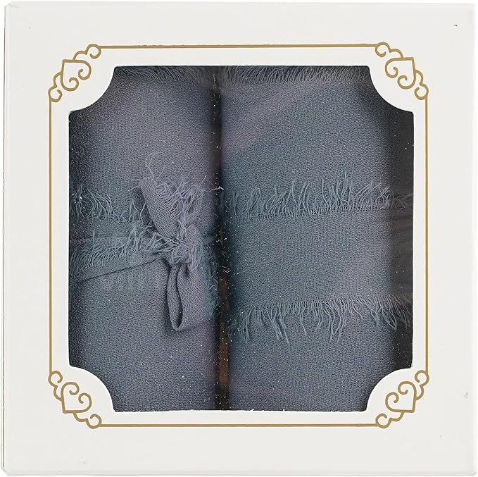 MEEDEE Dusty Blue Chiffon Ribbon 3 Inch Fringe Ribbons Slate Blue Chiffon Silk Frayed Edge Ribbon Wide Chiffon Ribbons for Crafts, Flower Bouquet, Wedding Favors Wrapping (2 Rolls 10 Yards)