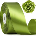 1-1/2 Inch Wide Olive Green Satin Ribbon, 50 Yards Solid Polyester Fabric Ribbon for Roses Making, Gift Wrapping, Christmas, Wedding Decorations, Crafts, Bows, Flower Bouquets