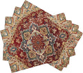 Retro Boho Carpet Placemats Set of 4,Boho 12x18 Inch Non-Slip Washable Heat Resistant Linen Fabric Table Mats,Place Mats for Holiday Party