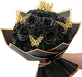 Waipfaru 24 Pcs Glitter Roses Bouquet, DIY Fake Flowers Bouquet, Artificial Black Rose Bouquet for Valentines, Mothers Day Gifts, Anniversary, Engagement, Wedding
