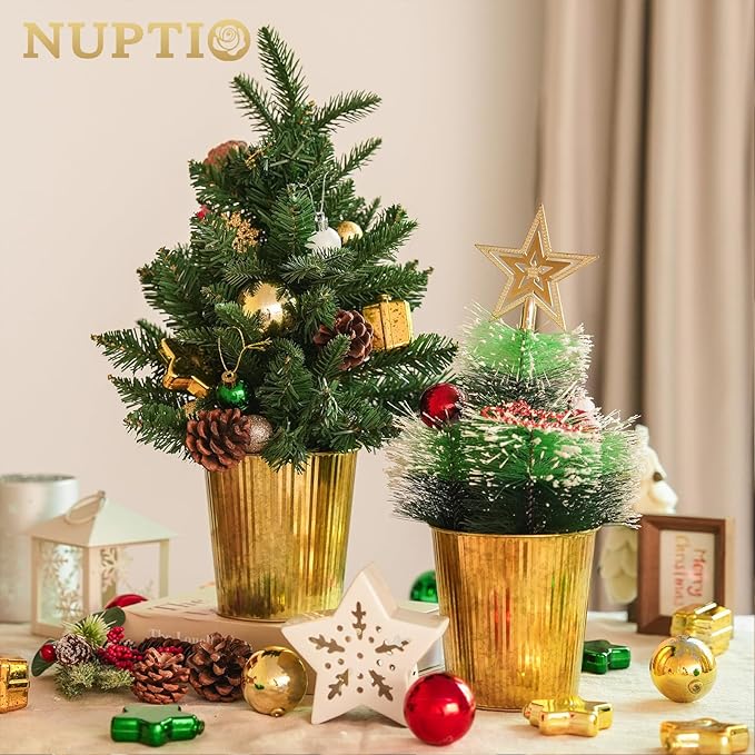 NUPTIO Gold Galvanized Vases for Centerpiece: 12 Pcs 5" Small Ribbed Vases for Flowers Bulk Metal Bucket Planter Pots for Wedding Table Home Decor