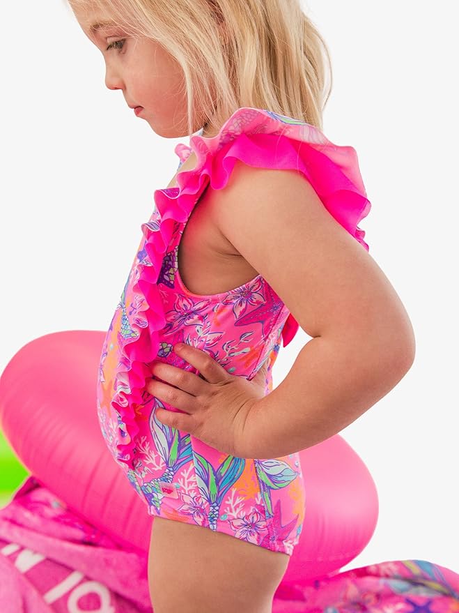 RuffleButts® Baby/Toddler Girls Ruffle Strap One Piece Swimsuit w/UPF 50+ Sun Protection