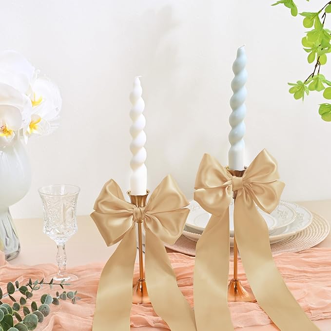 Double Face Gold Satin Ribbon 2 inch X 25 Yards Polyester Gold Ribbon for Gift Wrapping Very Suitable for Weddings Party Hair Bow Invitation Decorations and More