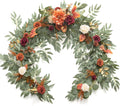 Ling's moment Terracotta Flower Garland - 6FT Eucalyptus & Rose - Sweetheart Table Decor for Wedding Reception, Fall Artificial Floral Garland for Mantle, Christmas Decoration, Burnt Orange