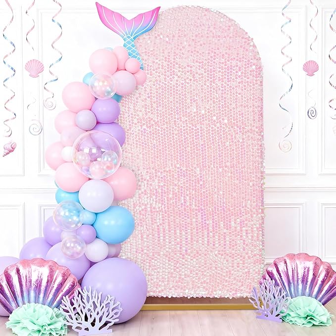 6.6FT Seuqin Arch Cover Glitter - White Iridescent Wedding Arch Backdrop Cover Fabric Balloon Birthday Wedding Arch Decorations