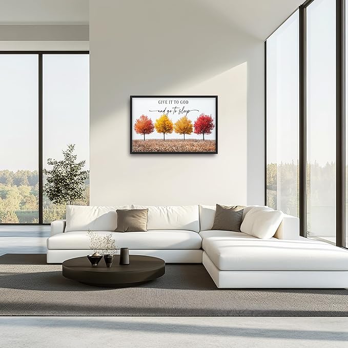 Framed Large Pictures Wall Art for Living Room, Trees Oversized Wall Decor Give It To God And Go To Sleep Canvas Print Painting Modern Extra Large Framed Artwork for Bedroom Office 36"x24"