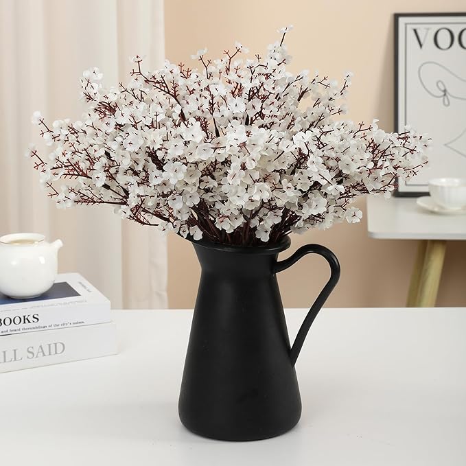 6PCS Artificial Baby Breath Flowers Fake Silk Real Touch DIY Floral Bouquets Decor Wedding Party Decoration Arrangements(White)