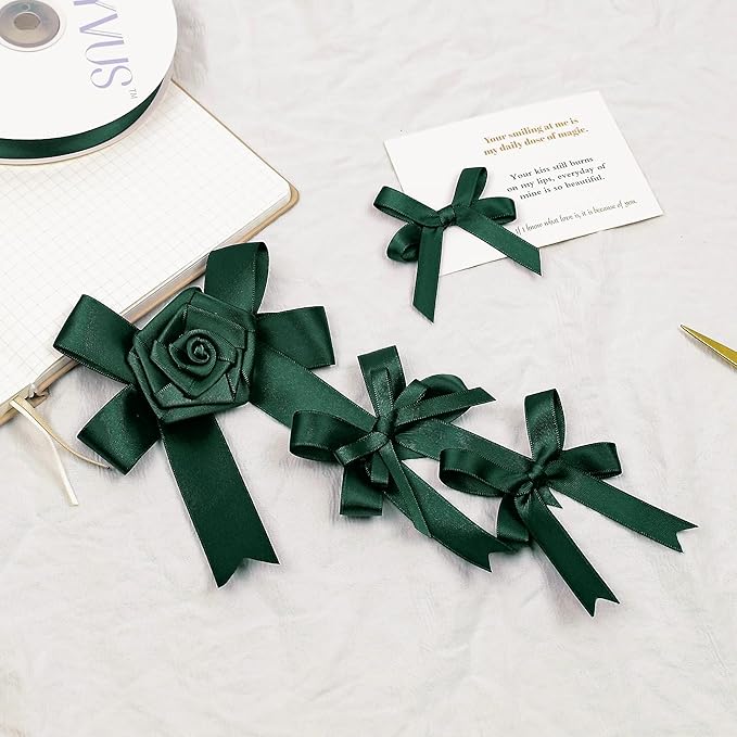 Hunter Green Satin Ribbon, Double Faced 1/2 Inch X 25 Yards Hunter Green Ribbon, Premium Satin Ribbon for Gift Wrapping, Crafts, Hair Bow Making, Sewing, Flower Bouquet, Wedding Party Decor
