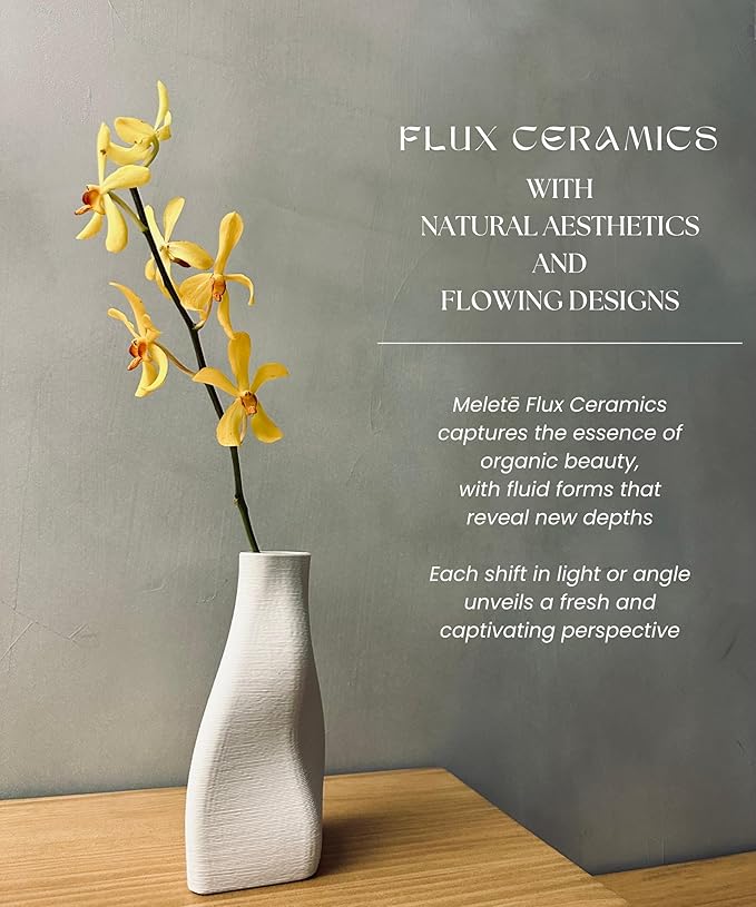 White Ceramic Vase - Elegant Home Decor for Your Beautiful Space - Table Top Decorations, Modern Aesthetic House Accessories - Irregular Shaped Vase for Living Room, Bedroom, Entryway, Gifts