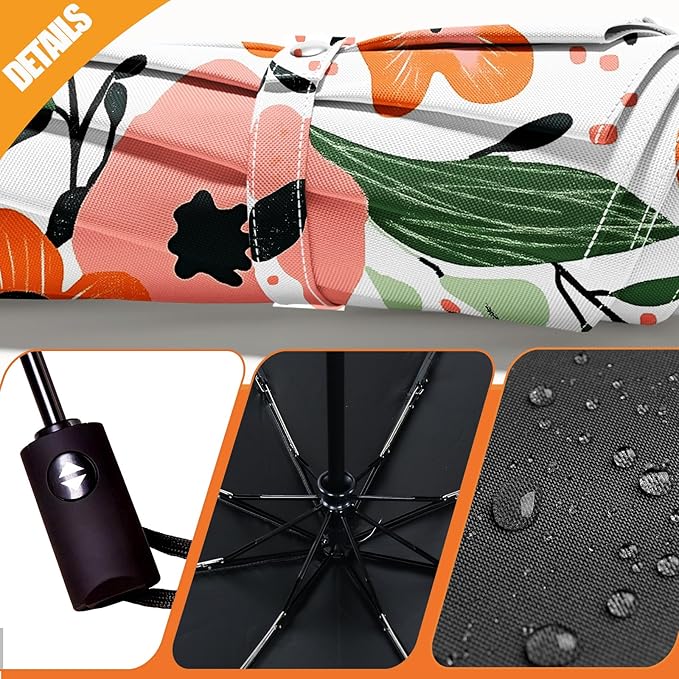 Small Compact Travel Automatic Folding Umbrella for Women, Portable Lightweight, Rain, Wind, UV Sun Shade